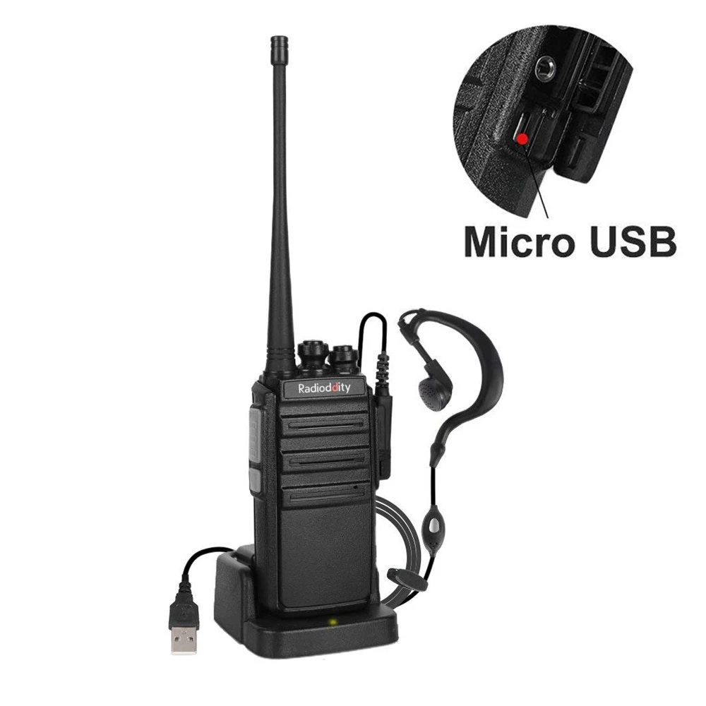

Radioddity GA-2S Two Way Radio Walkie Talkie 400-470MHz 2W 1500mAh Rechargeable VOX Long Range Security USB Charger + Earpiece
