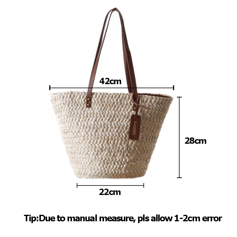 Women Bohemian Handbag Lady Summer Beach Straw Bags Female Weave Shopping Shoulder Bag Large Handmade Casual Simple Bag SS3030 (23)