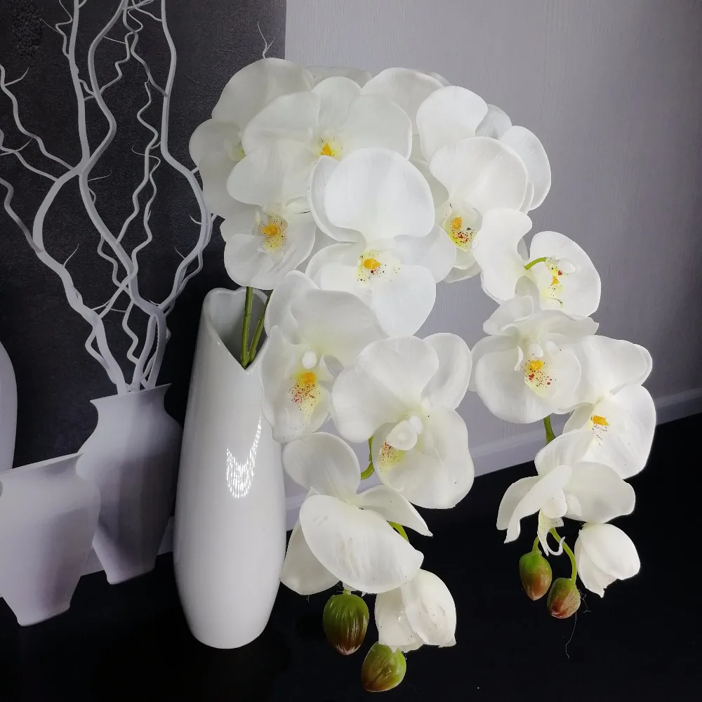 1 pieza 9 cabezas decoración de boda de alta calidad flores artificiales mariposa orquídea látex flor hogar boda decoración