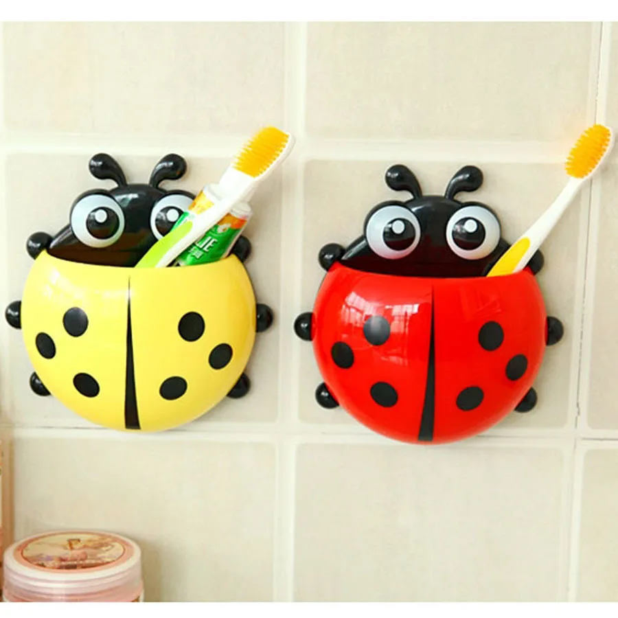 

Toothpaste Toothbrush Holder Animal Ladybug Wall Suction Hook Bathroom