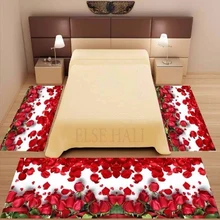 Еще 3 предмета белый красный лепестки роз цветы цветочный 3d принт Нескользящие из микрофибры моющийся Декор Спальня коврик набор ковриков