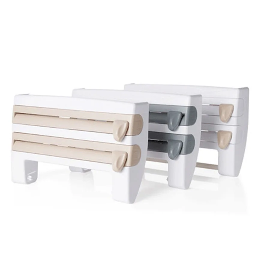 

1Pcs Kitchen Cling Film Storage Rack Wrap Cutter Refrigerator Wall Hanging Paper Towel Holder Multifunction Home Organizer