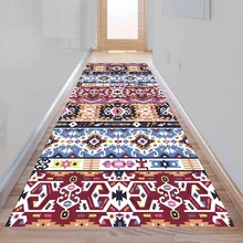 Еще бордовый красные, синие турецкий, этнический рисунок 3d принт нескользящие микрофибры Моющиеся долго бегун коврик коврики для прихожей