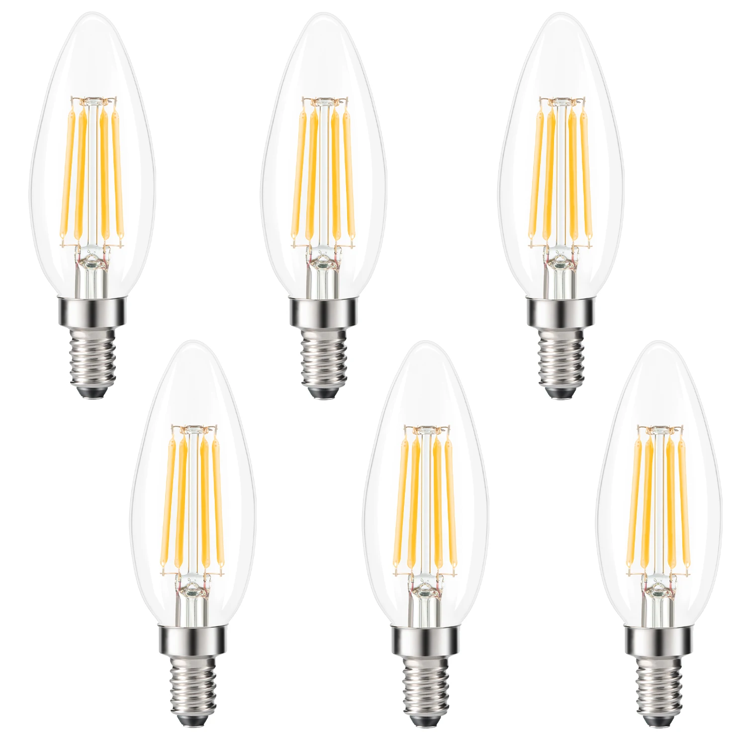 Kohree 6 Packs Edison Candelabra Bulb E12 Led Bulb B10 Candle Light