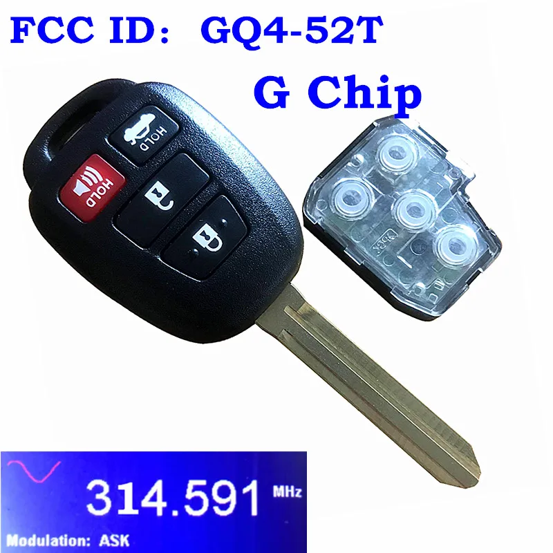 Бесключевой пульт дистанционного управления для Toyota GQ4-52T управление H чип брелок зажигания Брелок 4 кнопки дистанционный ключ