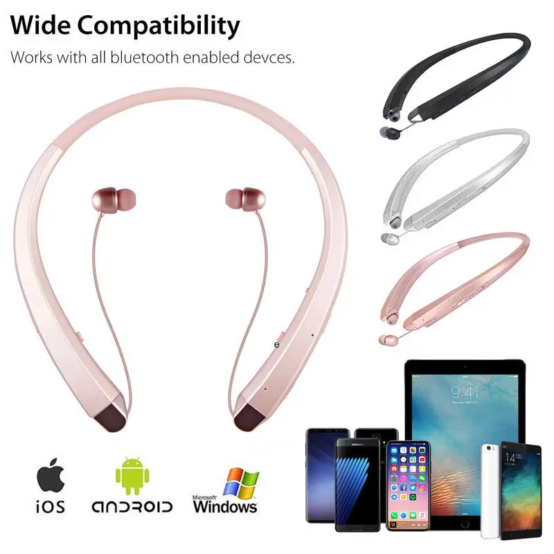 

KOYOT Fashion Sport Wireless HBS-910 Bluetooth Headset 4.0 Rear Hanging Stereo Bluetooth Headset Neck Hanging Sports Earphone
