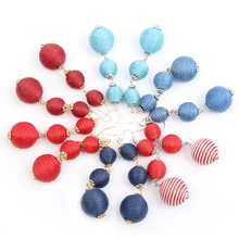 

6-color women's popular earrings jewelry synthetic wooden beads 3 pendant fashion jewelry girl earrings party wedding