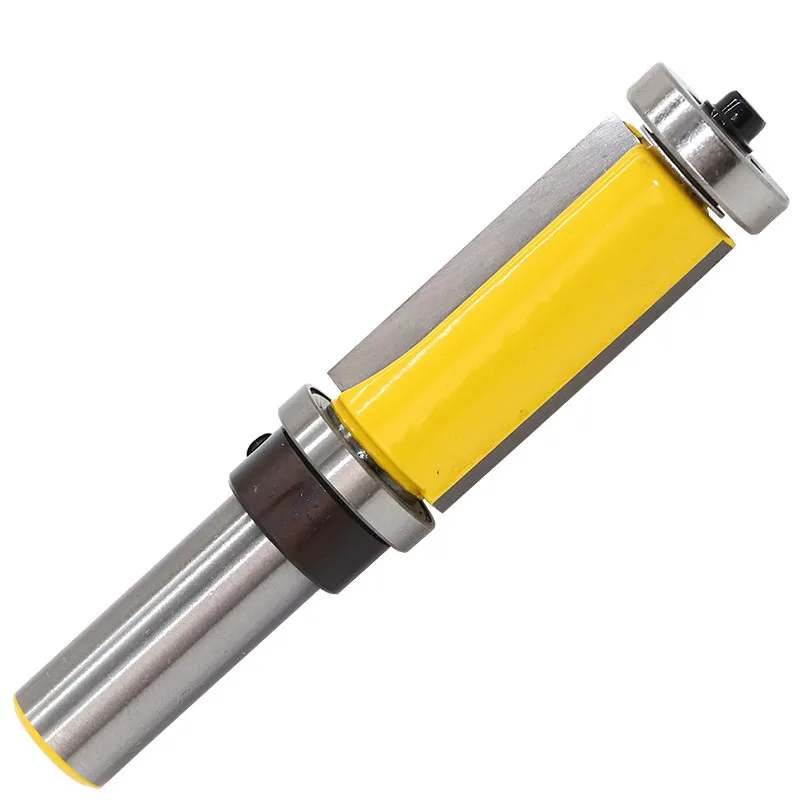 1Pc 1/2" Shank Flush Trim Router Bit Top& Bottom Bearing- 1-1/2"H For Woodworking Cutting Tool