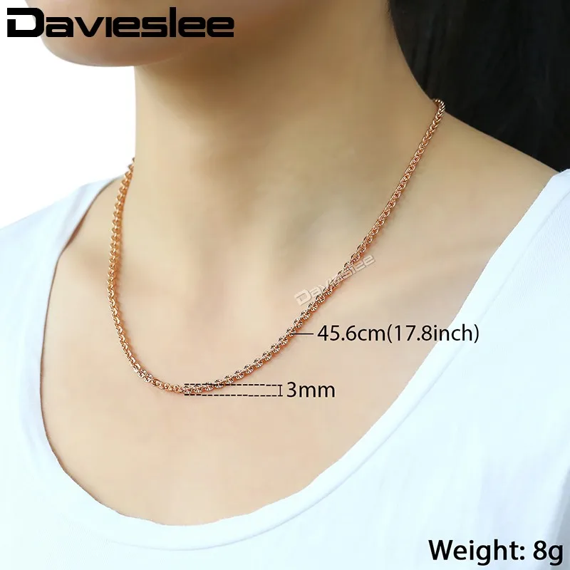Женская цепочка Rolo Link розовое золото 585 пробы 3 мм 45 6 см GN357|rose gold necklace|gold necklacelink chain