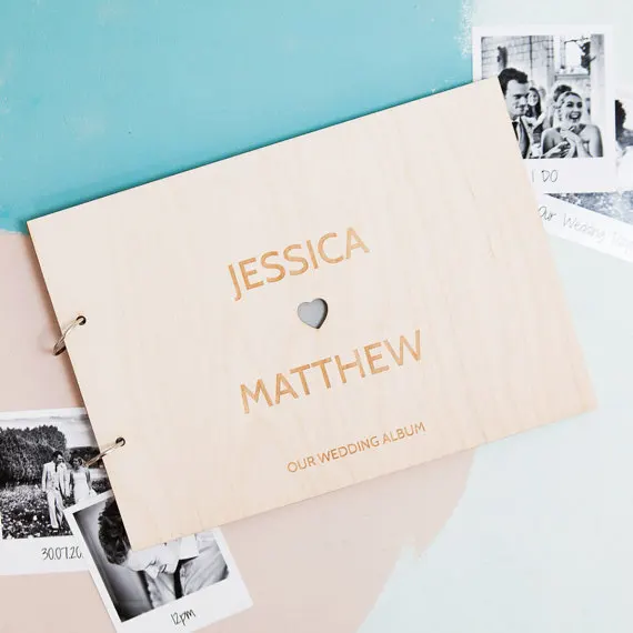 

Personalized Heart Couples Wedding Book-Wedding Photo Album-Wooden Guest Book-Engagement Gift-Wedding Guest Book-Couples Gift