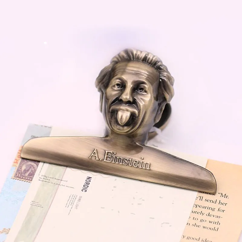

Vintage A.Einstein Shaped Book Clip Creative Metal Paper Clips Handbook Decorative Clip Notebook School Planner Accessories
