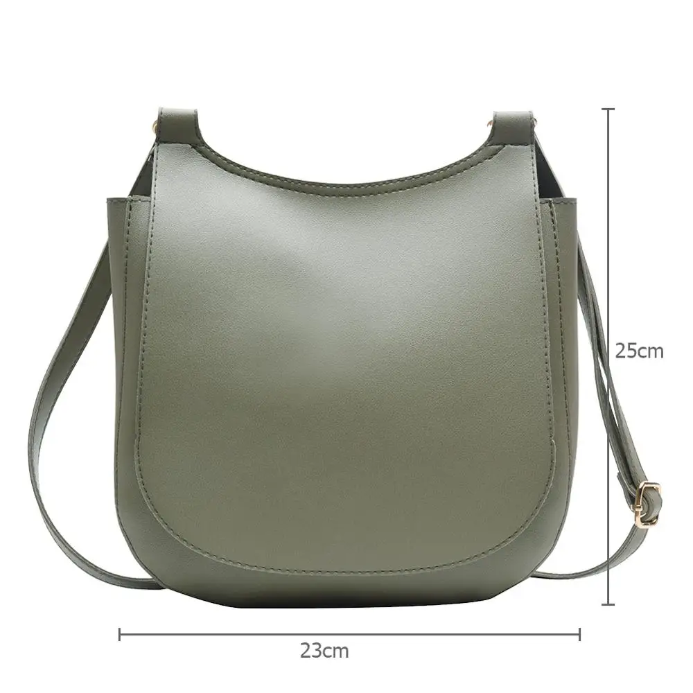 Women Fashion Wide Solid Color Shoulder Handbags Female Simple PU Leather Women Large Capacity Pure Color Flap Crossbody Bags