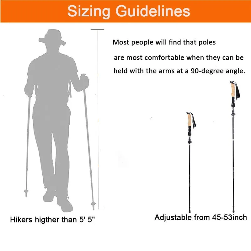 2pc Hiking Walking Sticks Carbon Fiber Trekking Poles Ultralight Camping Hiking Foldable Nordic Walking Pole Telescopic Crutches