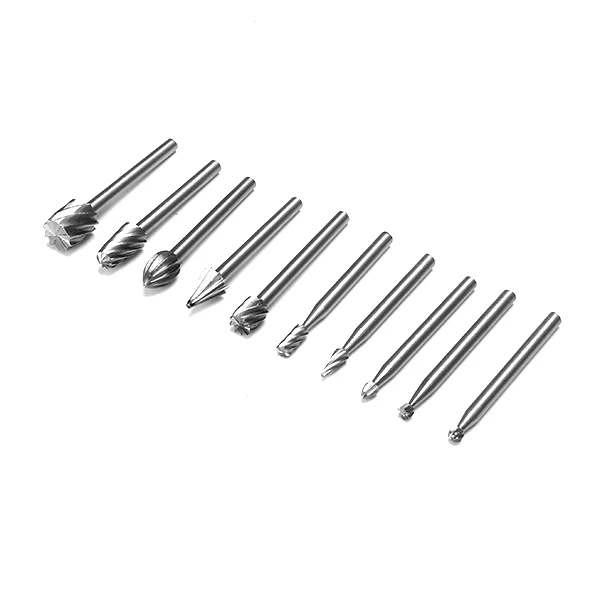 

10pcs 3mm Shank HSS Router Bit Rotary Burr File Set Milling Drill Cutter for Woodworking High Quality