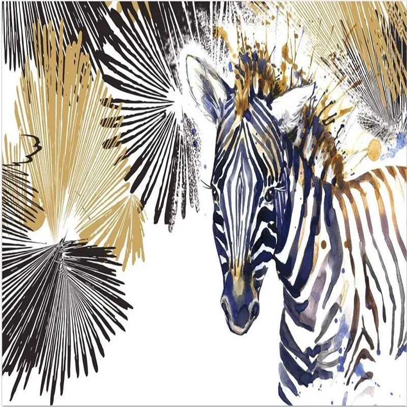 Watercolor zebra cool modern fashion TV background wall professional production mural wholesale wallpaper custom photo wall Watercolor zebra cool modern fashion TV background wall professional production mural wholesale wallpaper custom photo wall