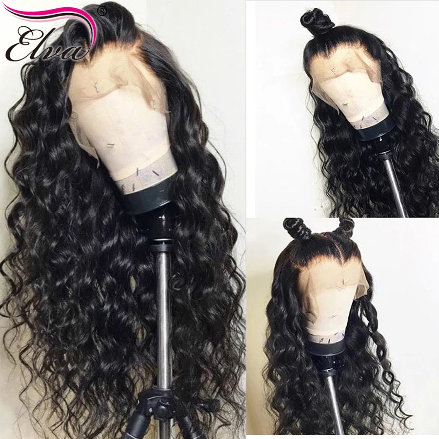 Волосы ELVA 13x6 человеческие волосы на кружеве парики волна воды бразильские волосы remy парики для черных женщин с детскими волосами