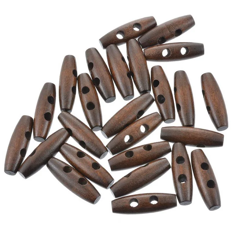 Hoomall 25PCs 2 Holes Wooden Buttons Sewing Horn Toggle Buttons For
