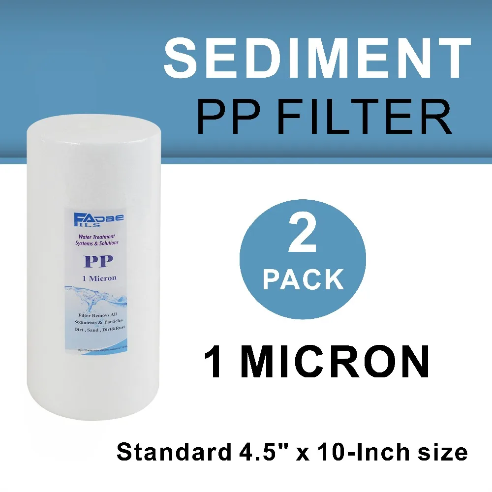 

2 PACK OF 10-Inch Big Blue Whole House Water Filter 4.5" Dia. x 10" Long Sediment Cartridges 1 Micron