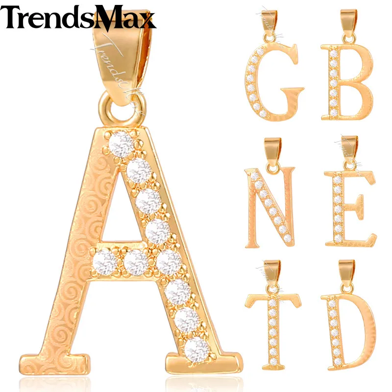 Trendsmax A Z 26 начальный кулон из букв Шарм для женщин девушек розовое золото буквы