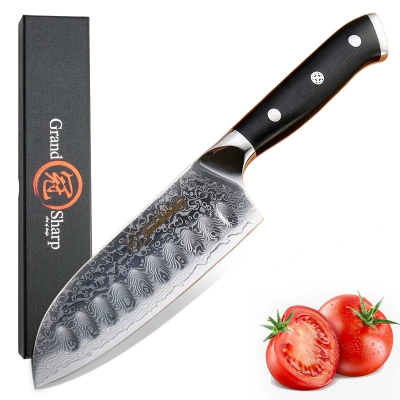 Нож Santoku 5 дюймов vg10 японский дамасский стальной кухонный нож 67 слоев высокоуглеродистой нержавеющей стали шеф-повара инструменты для приготовления пищи острые