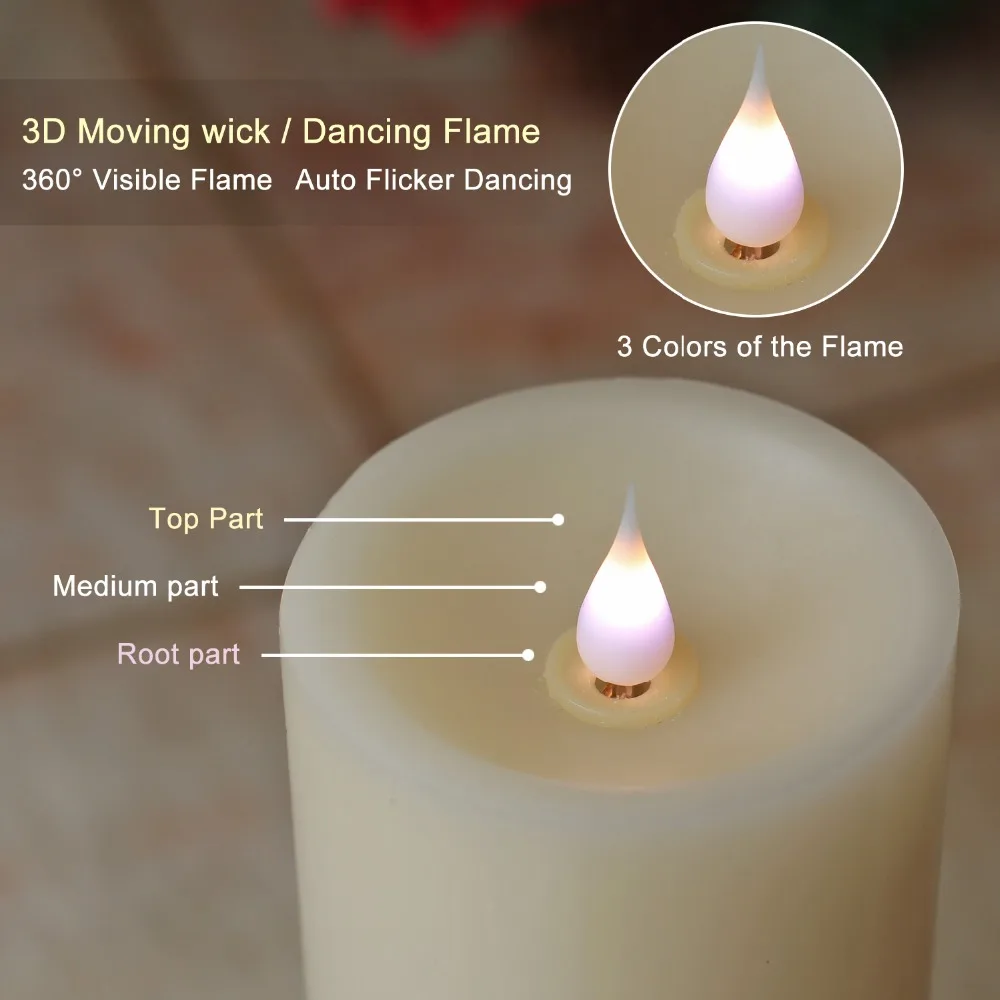 YK13010 Flameless led candle golden 3d flame wick