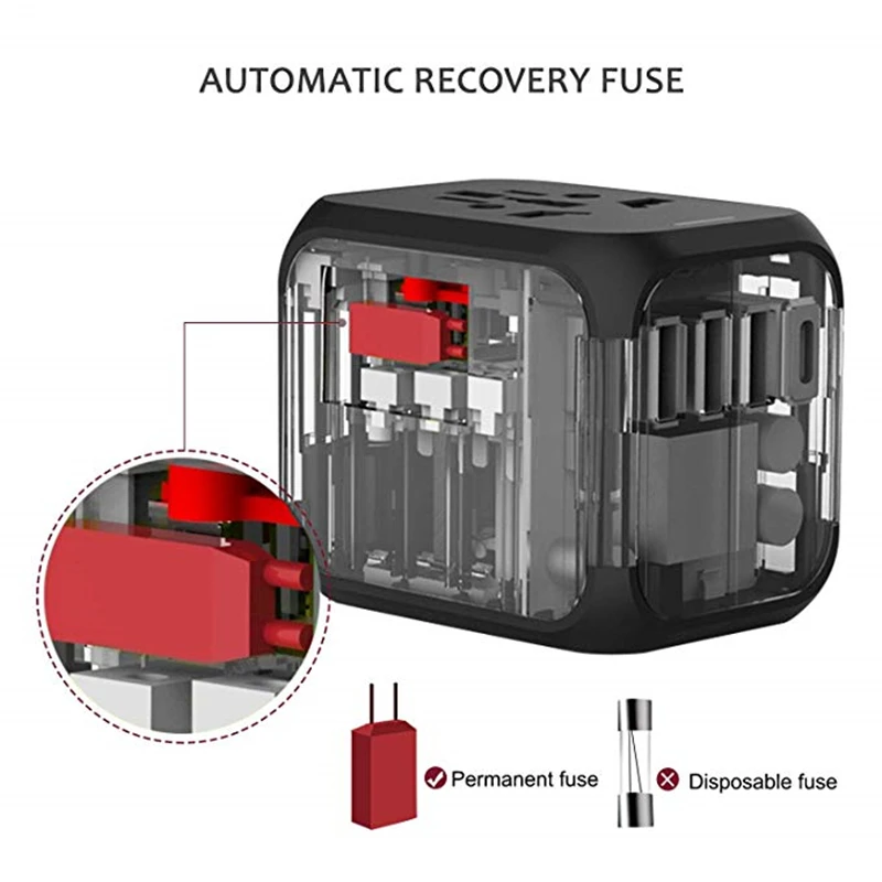 Wearpai International Travel charging adapter Универсальный адаптер 3USB с 3 4a адаптером питания