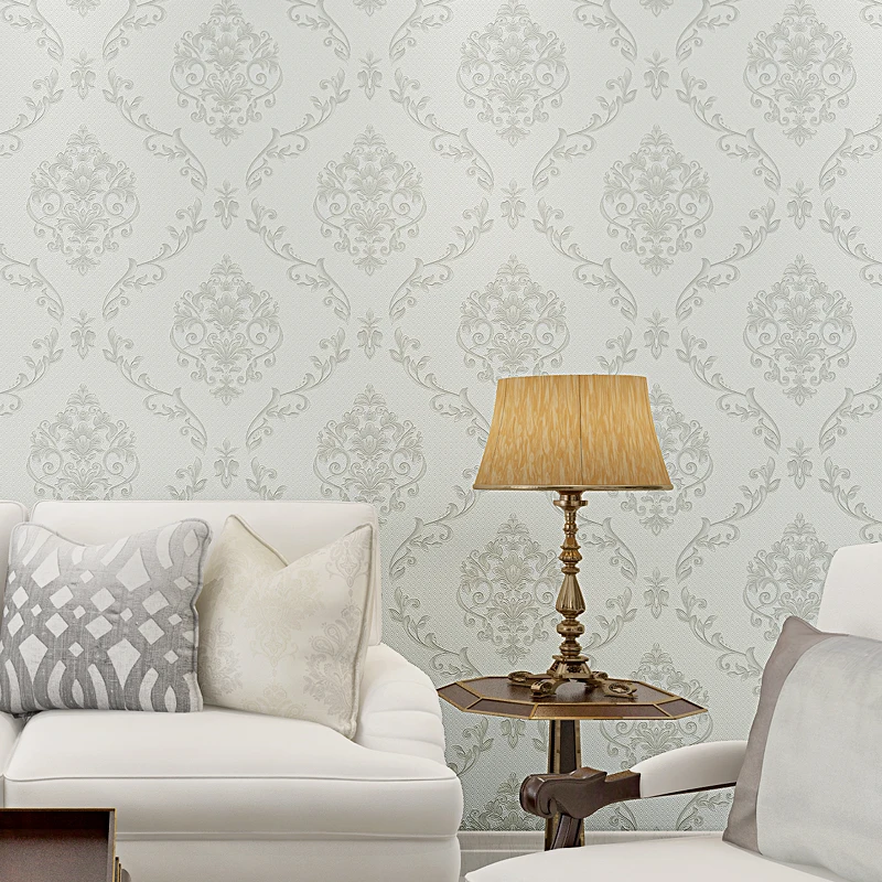 

2019 Delicate Europe Flower Living Room Wallpapers 3d Foam Embossed Non-woven Wall Paper Mural Papier Peint Bedroom Decor QZ098