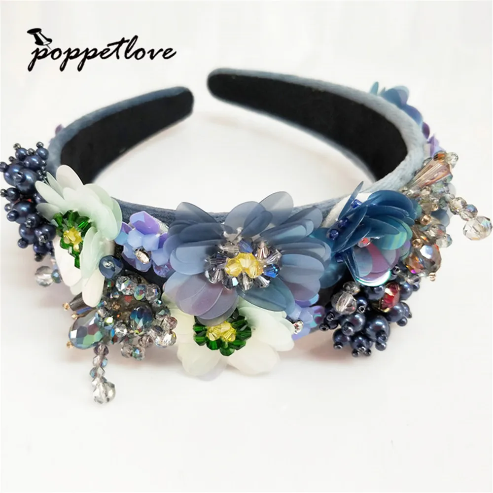 us $15.97 26% off|austria crystal headbands luxury flowers beaded hairbands  girl grade bridal rhinestone hair accessory headwear mother gift -in hair