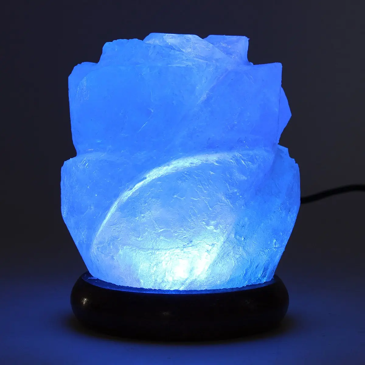 

Air Purifier Salt Lamp Crystal Night Light Wooden Base USB Powered Table Desk Light Bedside Home Decoration Lighting Gift