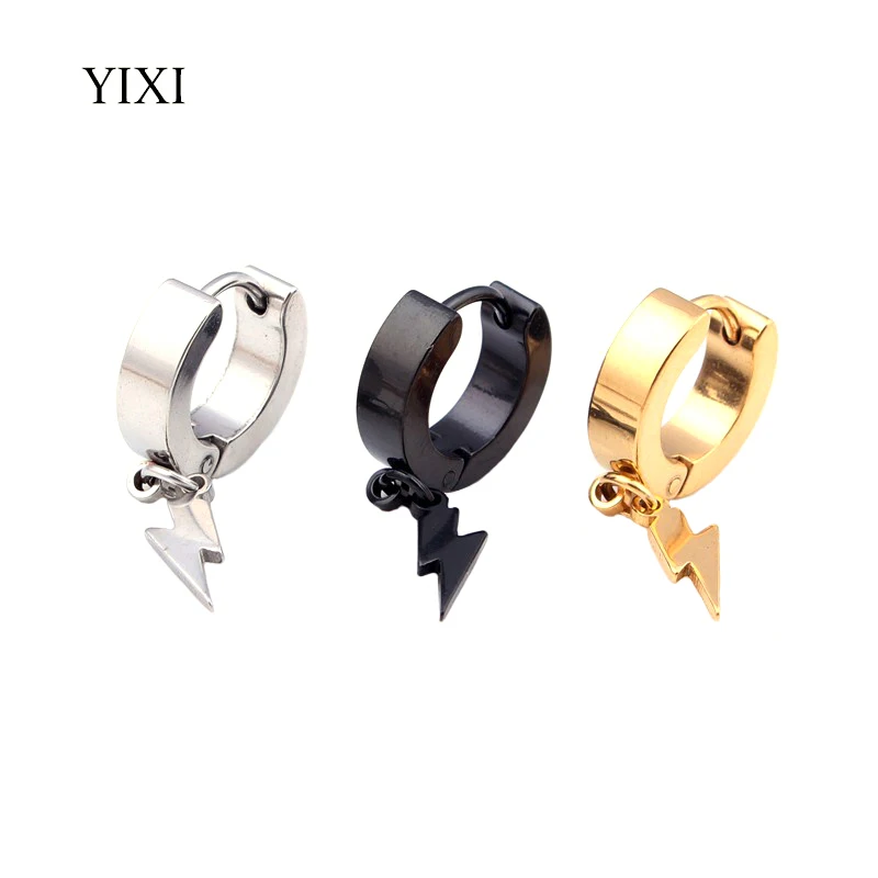 Buy YIXI 1 Piece Punk Lightning Hoop Earrings For Men