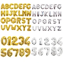 16 32 40 inch thư số balloons Foil balloon vàng bạc thư kỹ thuật số Globos sinh nhật trang trí bên bé tắm nguồn cung cấp(China)