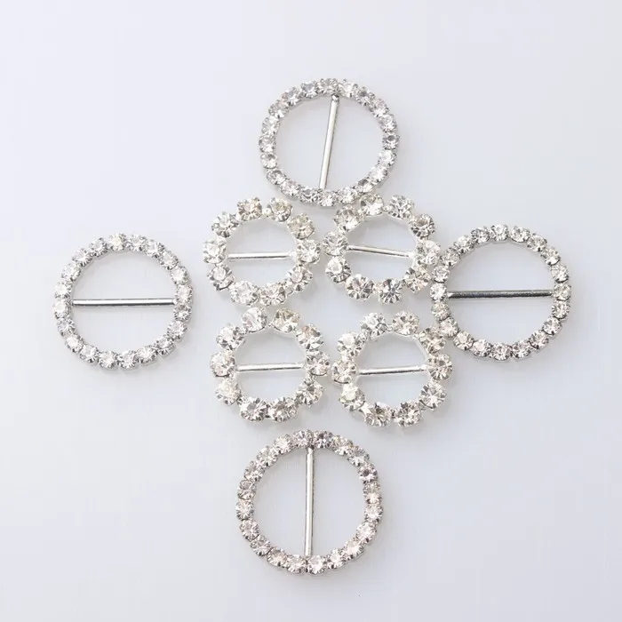 22mm/17mm Rhinestone Diamante лента слайдер пряжка крючок аксессуары купальник бикини набор украшение пояса металлическая кнопка - Цвет: Silver