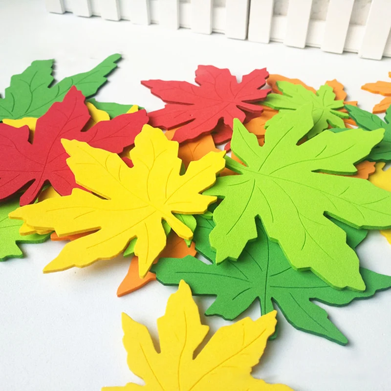 10pcs/pack Three-dimensional EAV Carving Maple Leaf Wall Sticker Home Kid Room DIY Decoration Kindergarten School Decor 8*8.5cm