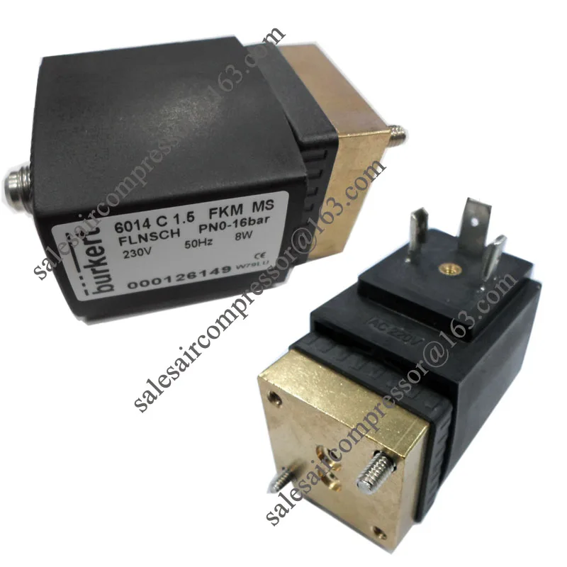 

Burkert solenoid valve 230V, 50-60HZ NC for atlas copco air compressor