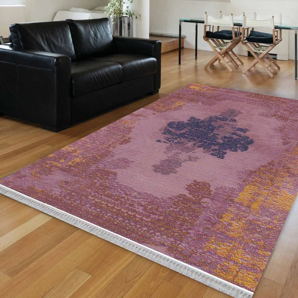 Розовый желтый синий турецкий, этнический винтажный персидский 3d принт Противоскользящий килим моющийся декоративный килим Площадь Ковер богемный ковер