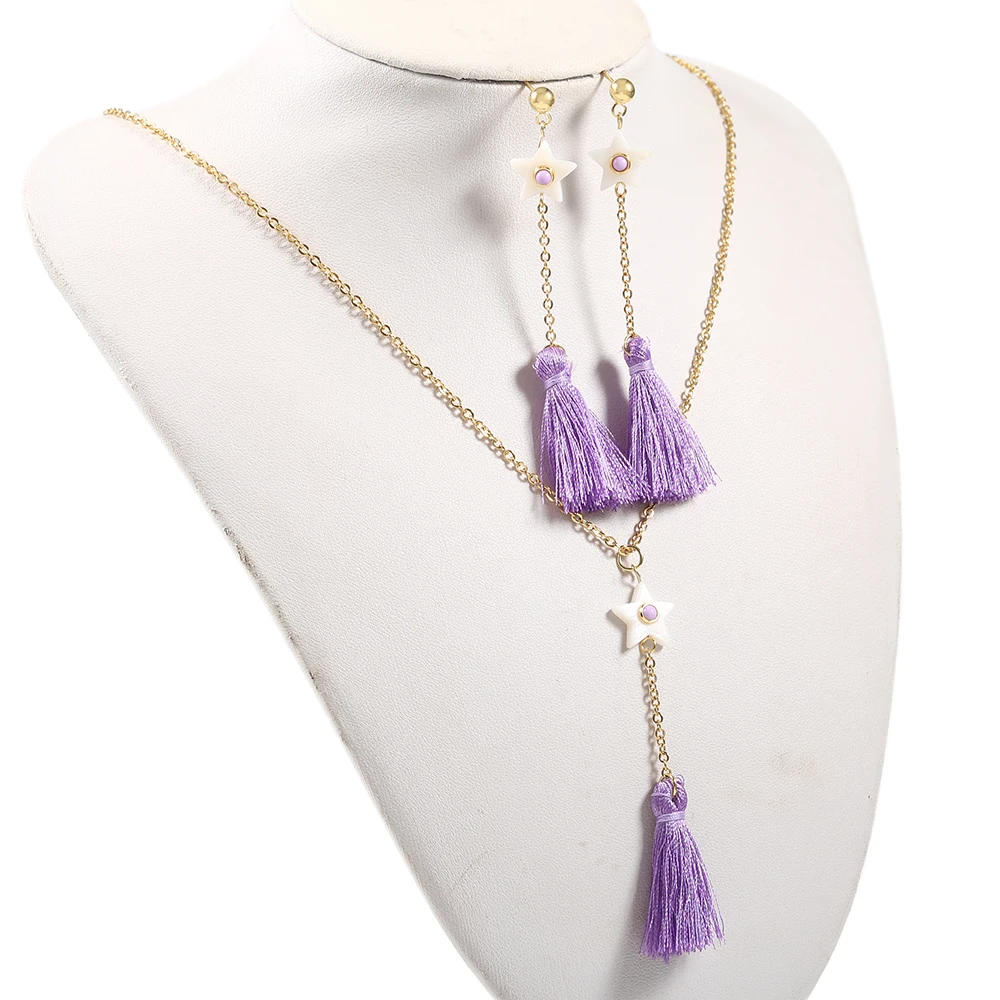 

Fashion Purple Star Jewelry Set Stainless Middle Zircon Mother Gift Heart Shaped Gold Color Set Trendy for Women Jan