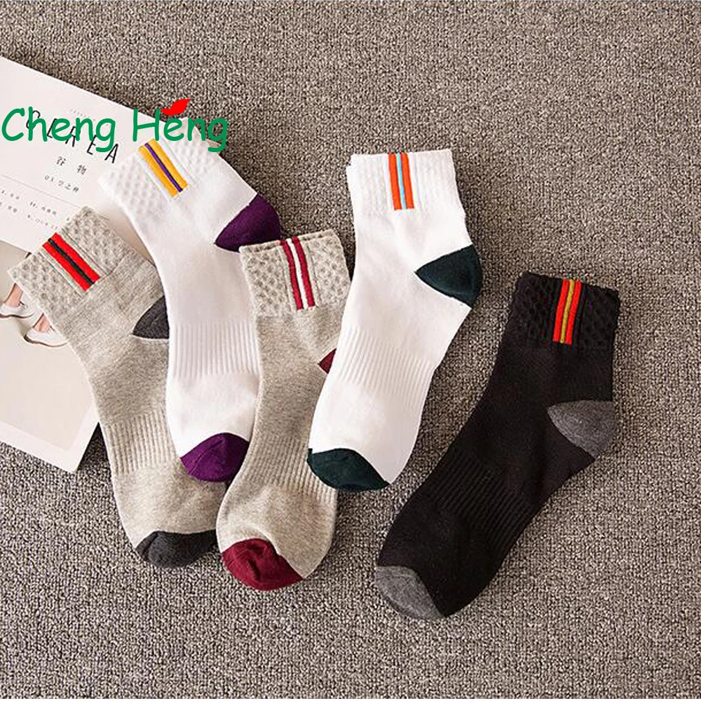 

Cheng Heng 5 Pairs/Lot Men's Socks Middle Tube Cotton Socks Men's Socks Deodorant Sweat-Absorbent Medium Thick Paragraph Socks