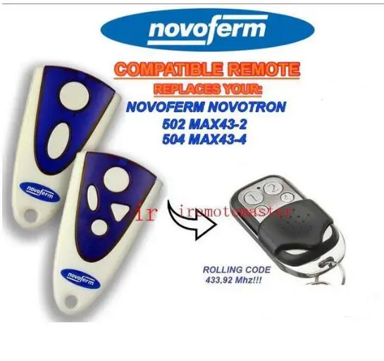 

NOVOFERM NOVOTRON 502 MAX43-2, 504 MAX43-4 replacement remote control 433,92mhz Rolling code good