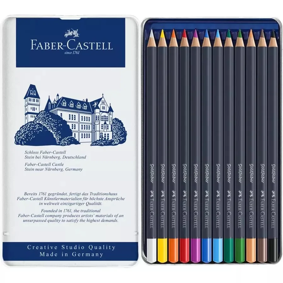 Оригинальный Faber Castell Goldfaber цветные гексагональные карандаши олова 12 Набор