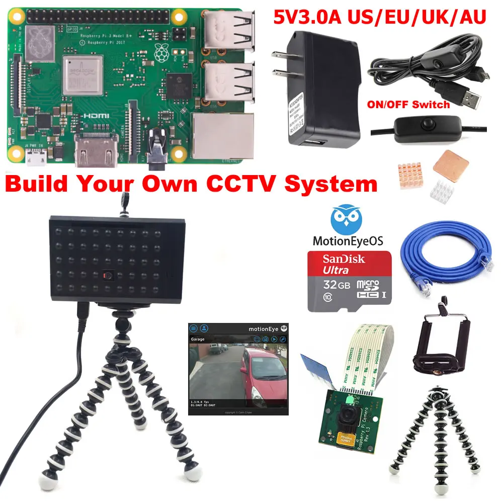 

Raspberry Pi 3 Model B+ B Plus CCTV Camera Kit C3B01