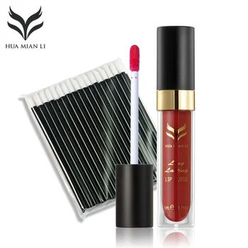 

HUAMIANLI 50pcs lip brush + Lip Lipgloss set Tint Makeup Waterproof Long Lasting Lip Gloss Moisturize Lips cosmetic for Beauty