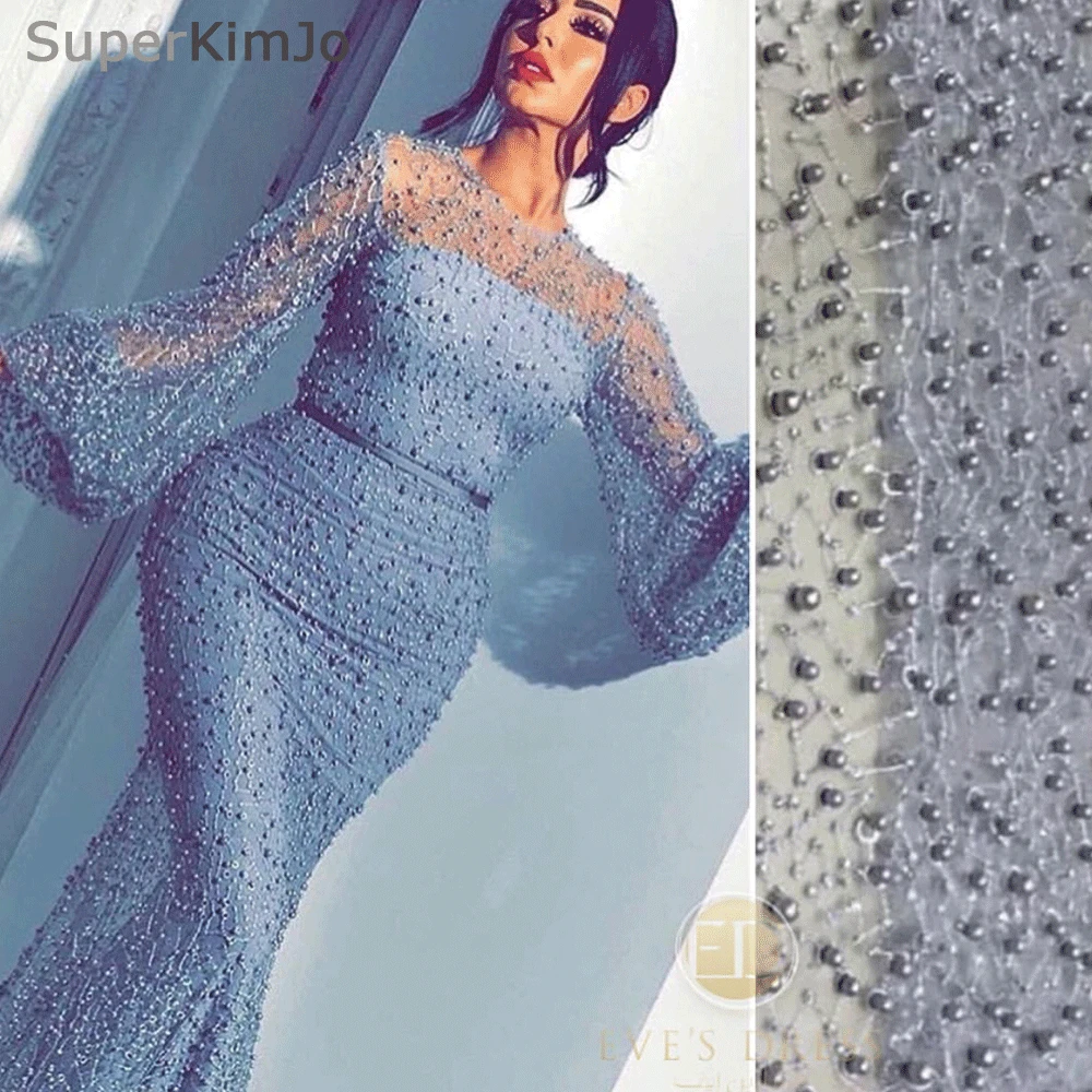 

SuperKimJo Vestido De Festa Longo Beaded Luxury Mermaid Evening Dresses Long 2020 Flare Sleeves Sexy Arabic Evening Gowns