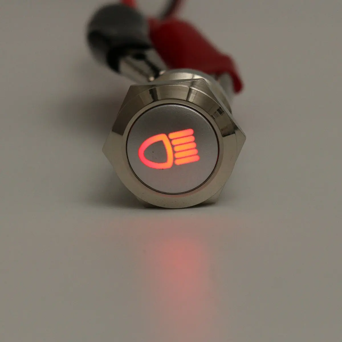 12V 19mm Серебряный металлический светодиодный кнопочный светильник с фиксацией - Цвет: Красный