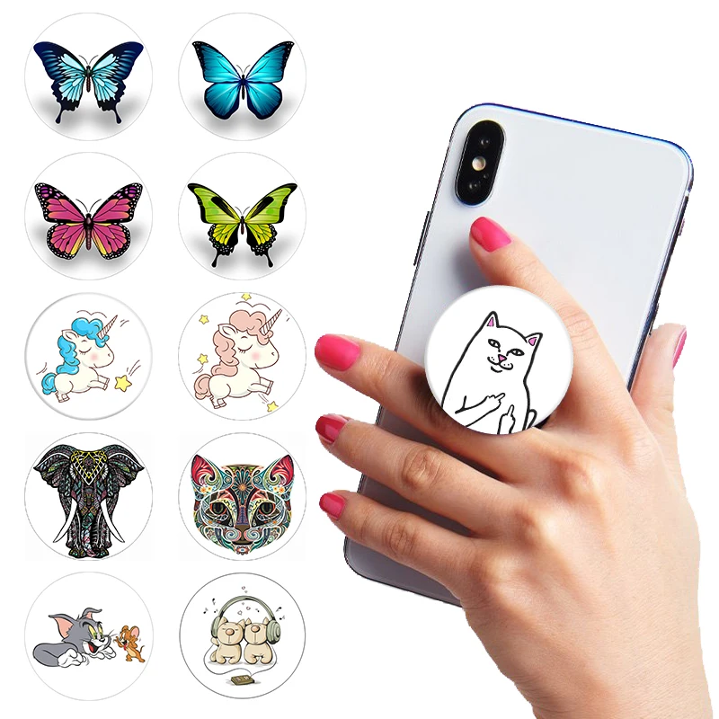 

Butterfly and Unicorn Cute Pop Socket Round Finger Phone Holder for Smartphones and Tablets Mobile Phone Stand Bracket Mount