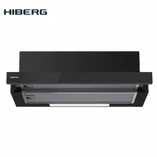 Вытяжка встраиваемая HIBERG VB 6040 GB, выдвижной жировой фильтр, мощность всасывания 420 куб. м/час, черное стекло на передней панели, ширина 60 см