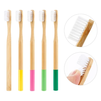 

Wholesale 5pcs Adult Natural Bamboo Toothbrush Soft Head Bristle Round Bamboo Material Handle Eco-friendly Toothbrush Drop Ship