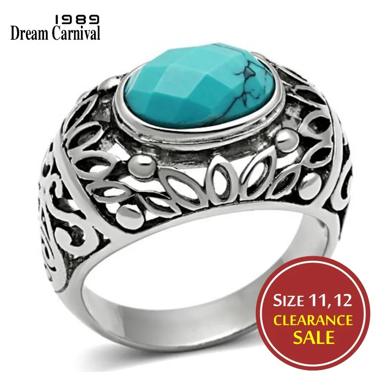 DreamCarnival 1989 Big Discount Clearance Size 11, 12 Big Sizes Rings for Men Women Stainless Steel Classic Bold Design Ring