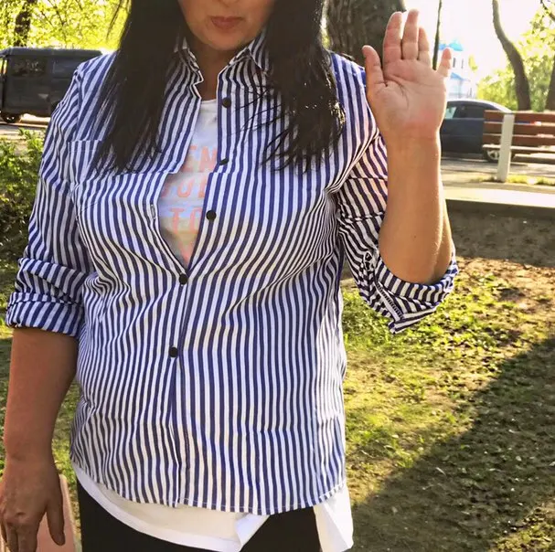 جديد أزياء كبير حجم 2018 مثير مخصص اللون عارضة الصيف قميص مخطط طويل الأكمام قميص blusa الإناث المرأة TN11