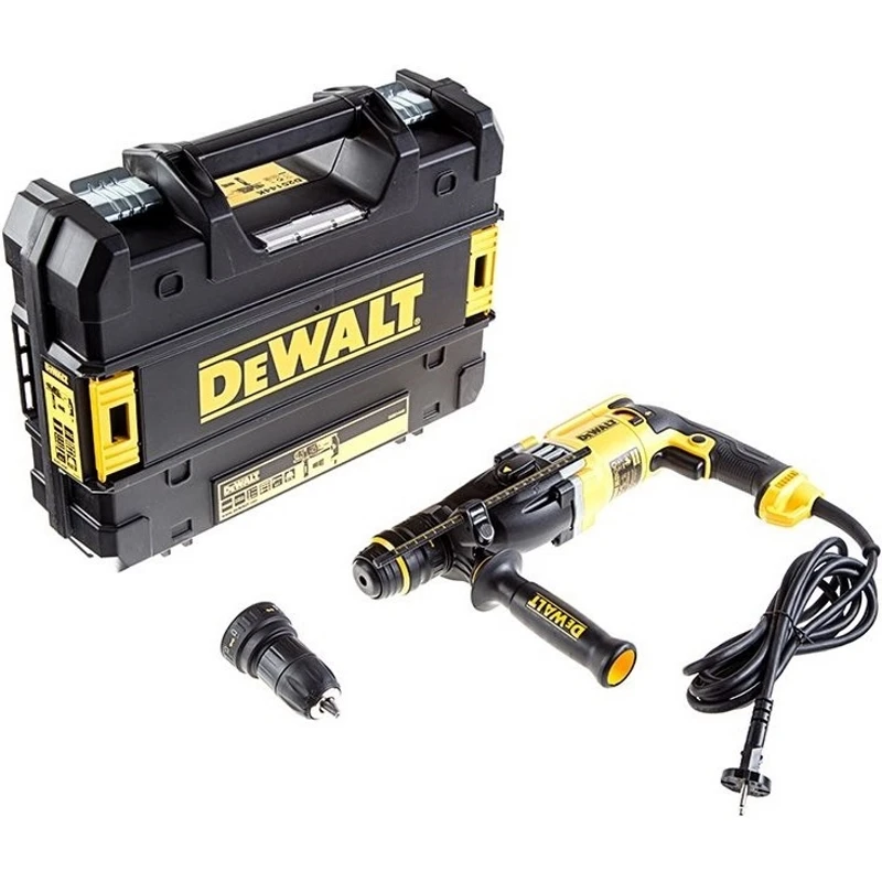 Перфоратор электрический DeWalt D25144K (Мощность 800 Вт, энергия удара 3 Дж, сверление дерева 30 мм, бетона 26 мм, металл 13мм, патрон типа SDS+, реверс)