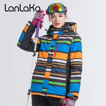 

2018 LANLAKA Women Ski Jacket Hooded Snowboard Clothing Super Warm Windproof Waterproof Outdoor Sport Wear Female Clothing Coat